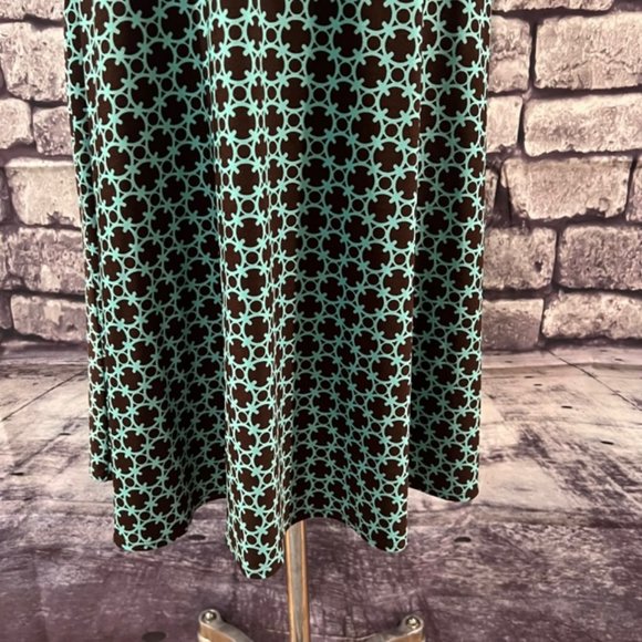 Harolds Brown & Aqua V-Neck Dress Size Small - Picture 4 of 10